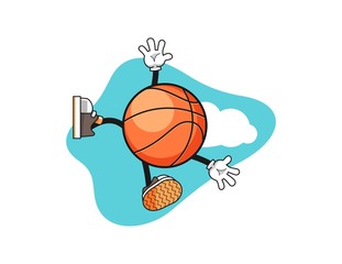 Basketball fall from sky cartoon. Mascot Character vector.