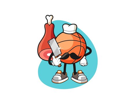 Basketball butcher cartoon. Mascot Character vector.