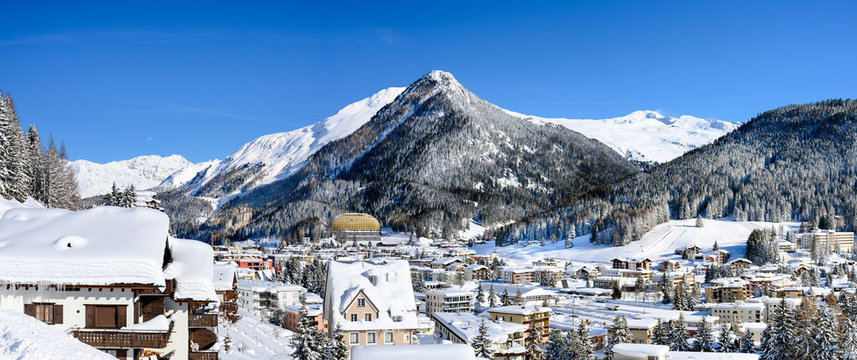 Landscape of winter resort Davos - the home of annual  World Economy Forum.