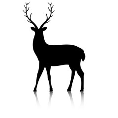 Silhouette of reindeer character standing on white background.