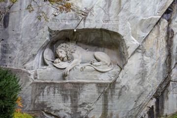 Lion Monument is beautiful and famous in autumn at Zurich,Switzerland