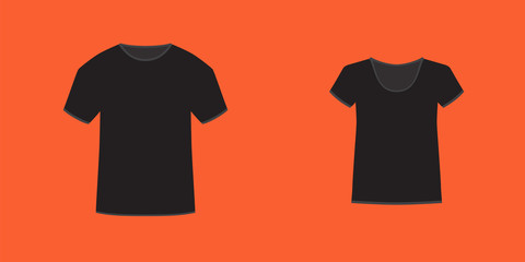 Male and female casual tee, t-shirt template.