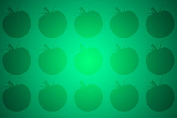 Dark outlines of tomatoes on a green background.