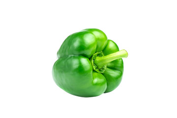 Fresh bright green peppers on a white background.