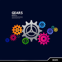 Gears creative idea set for business vector illustration.