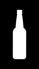 White silhouette of a beer glass bottle. Menu design. Dark vertical background for gadget screens.