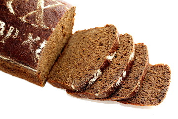 Black bread. Bakery products. Dough. Brown flour. Loaf of bread.