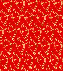 Cupid's bow and arrow yellow line pattern for Valentine's Day