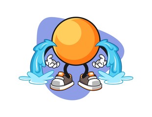 Ping pong ball cry cartoon. Mascot Character vector.