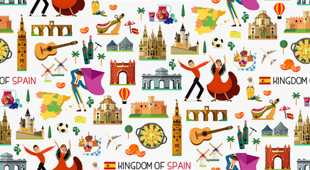 Spain Travel Icons. Spain Travel Map. Vector. - 298437504