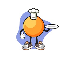 Ping pong ball chef cartoon. Mascot Character vector.