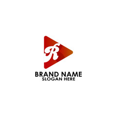 Obraz premium logo letter r media modern