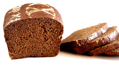 Black bread. Bakery products. Dough. Brown flour. Loaf of bread.