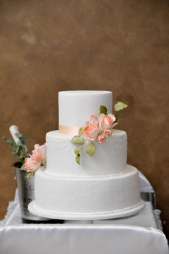 white wedding cake isolated