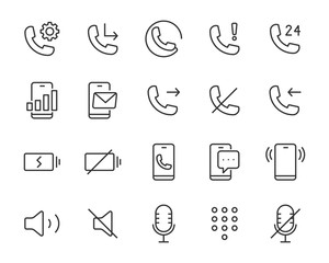 set of phone icons, contact, call, communication, mobile