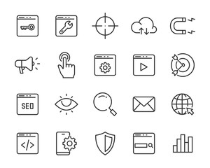 set of seo icons, marketing, web, internet