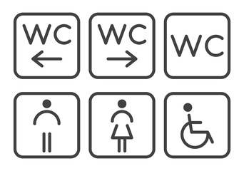 Set of toilet icons - disabled, infant, men, women.