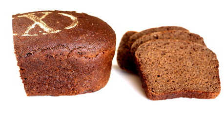Black bread. Bakery products. Dough. Brown flour. Loaf of bread.
