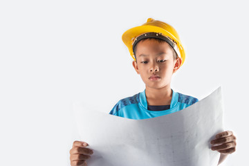 The little boy in a dream wants to be an architect or engineer in the future.