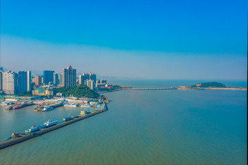 Fototapeta na wymiar Aerial aerial photographs of the seaside city in Zhuhai, Guangdong Province, China