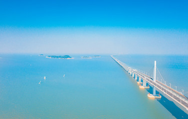 Aerial scenery of the Zhuhai section of the Hong Kong-Zhuhai-Macao Bridge in China
