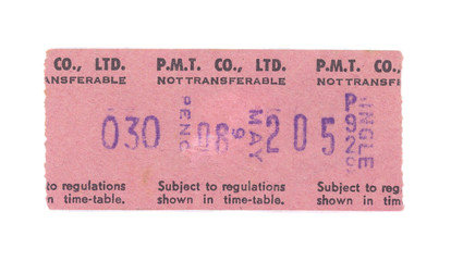 Fahrkarte Ticket Karte Englisch purple lila vintage retro alt old pink rosa paper Papier Transfer Bahn Bus