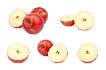 Set of fresh ripe apples on white background