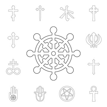religion symbol, buddhism outline icon. element of religion symbol illustration. signs and symbols icon can be used for web, logo, mobile app, ui, ux