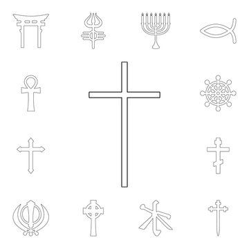 religion symbol, catholicism outline icon. element of religion symbol illustration. signs and symbols icon can be used for web, logo, mobile app, ui, ux