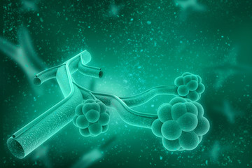 Synapse and Neuron cells sending electrical chemical signals. 3d rendering