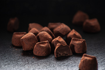 truffle candy on a dark background