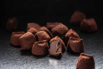 truffle candy on a dark background