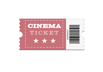 Illustration of cinema ticket on white background