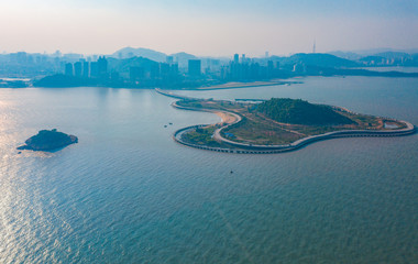 Aerial aerial photographs of the seaside city in Zhuhai, Guangdong Province, China