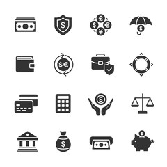 Vector set of money and finance icons.