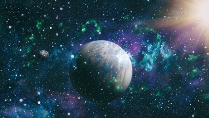Colorful deep space. Universe concept background. Purple nebula in outer space. Elements of this...