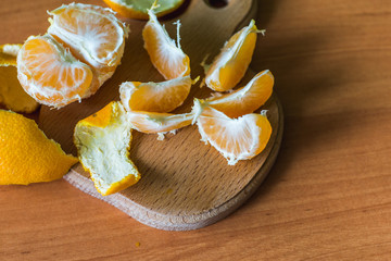 slices of orange on wooden table