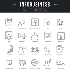 Fototapeta premium Set Vector Line Icons of Business Information