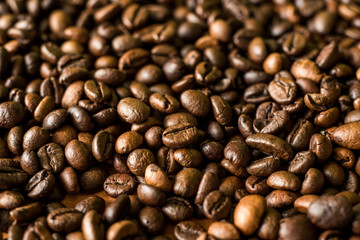 aroma coffee beans on wooden background