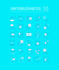 Set Vector Line Icons of Business Information