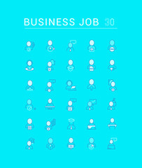 Set of Linear Icons of Business Job