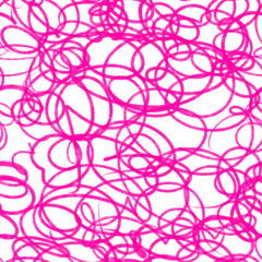 Seamless pattern of abstract curls, balls, dots, lines.  Floral ornament for printing on fabric, design postcards.