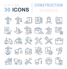 Set Vector Line Icons of Construction Business