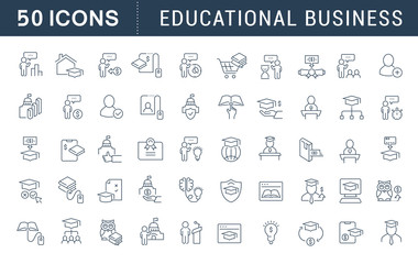 Set Vector Line Icons of Educational Business