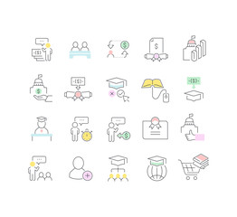 Set Vector Line Icons of Educational Business