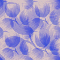 Floral natural seamless pattern for printing on fabric, interior design and objects. Beautiful blue buds and leaves.