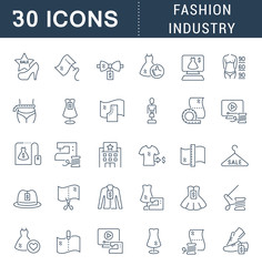 Set Linear Icons of Fashion Industry