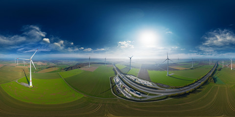 360° vr aerial view Highway A44 Germany
