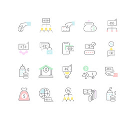 Set Vector Line Icons of Finance