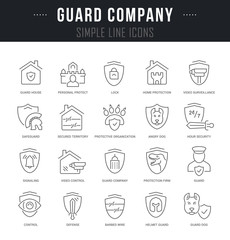 Set Vector Line Icons of Guard Company